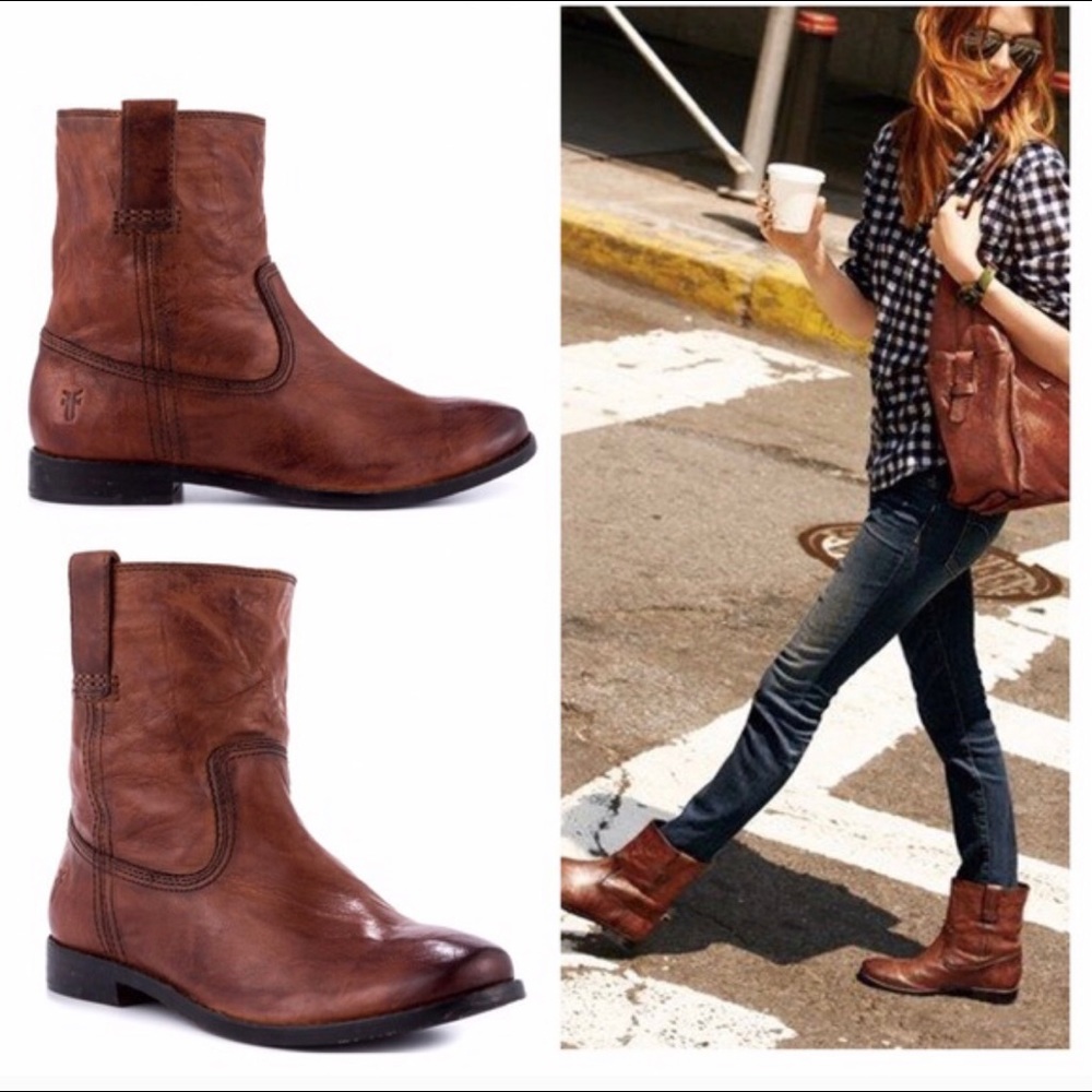Frye Anna Cognac Ankle Boot